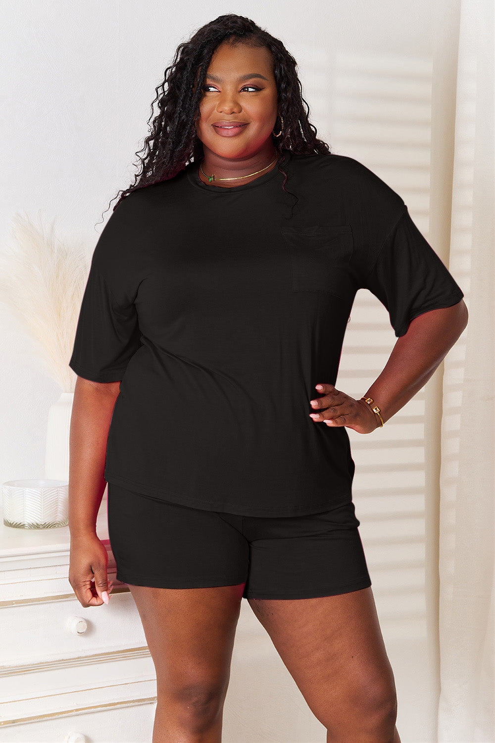 Basic Bae Soft Rayon Short Sleeve Top and Short Set
