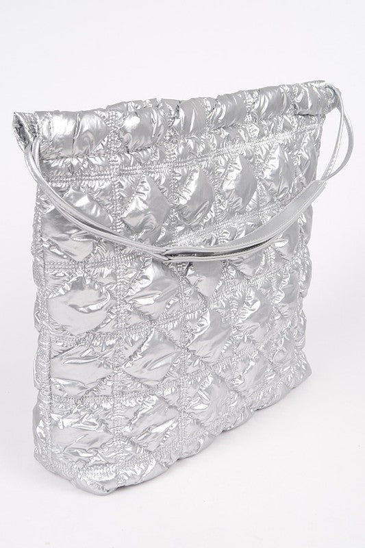 Quilted Bubble Nylon Handbag Tote