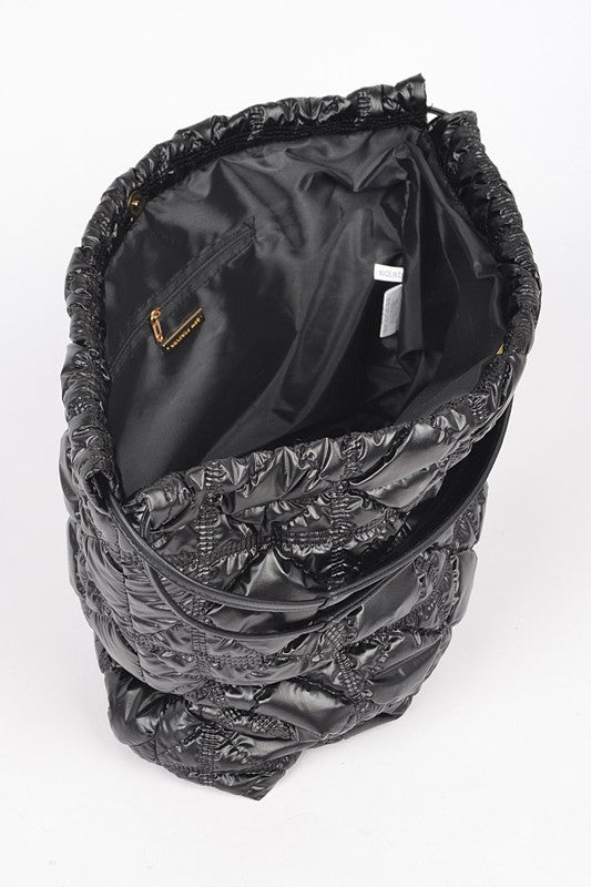 Quilted Bubble Nylon Handbag Tote