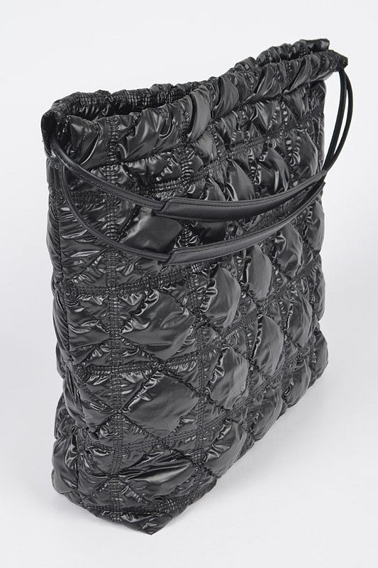 Quilted Bubble Nylon Handbag Tote