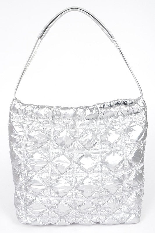 Quilted Bubble Nylon Handbag Tote