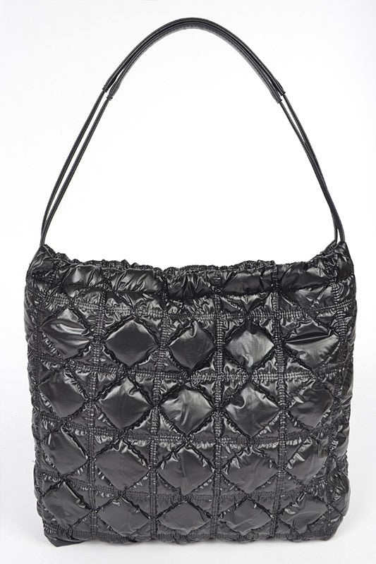 Quilted Bubble Nylon Handbag Tote
