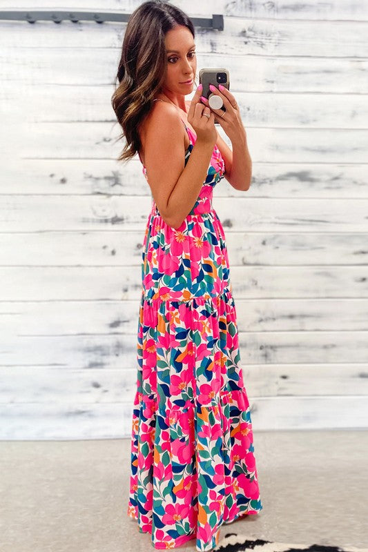 Women Twisted Smocked Back Tiered Maxi Sun Dress