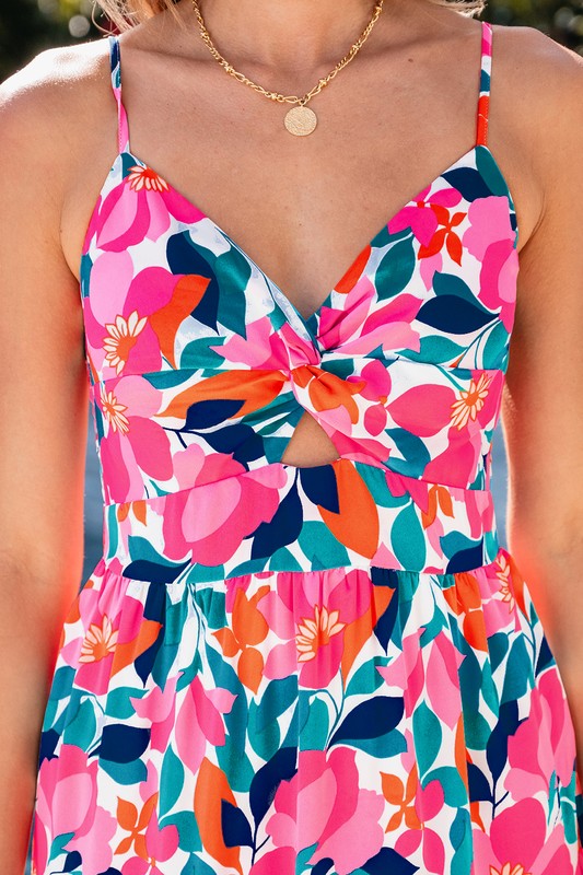 Women Twisted Smocked Back Tiered Maxi Sun Dress