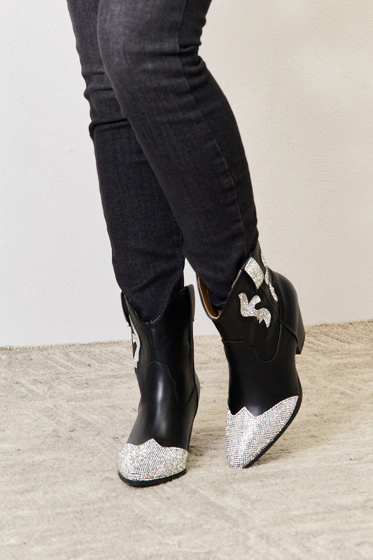 East Lion Corp Rhinestone Pointed Cowboys Ankle Boots