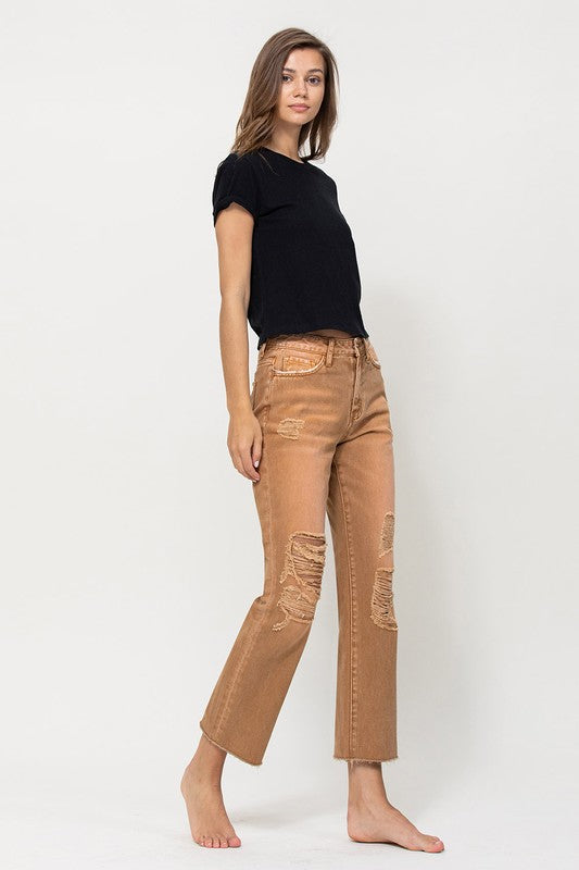 High-RIse Straight Capri Jeans