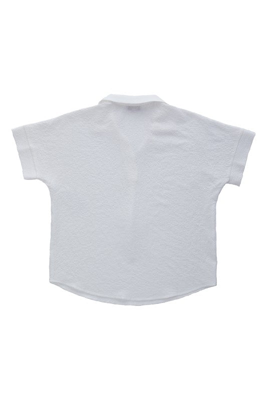 Collared Short Sleeve Blouse