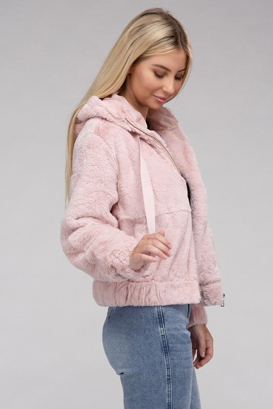 Fluffy Furry Zip-Up Hoodie