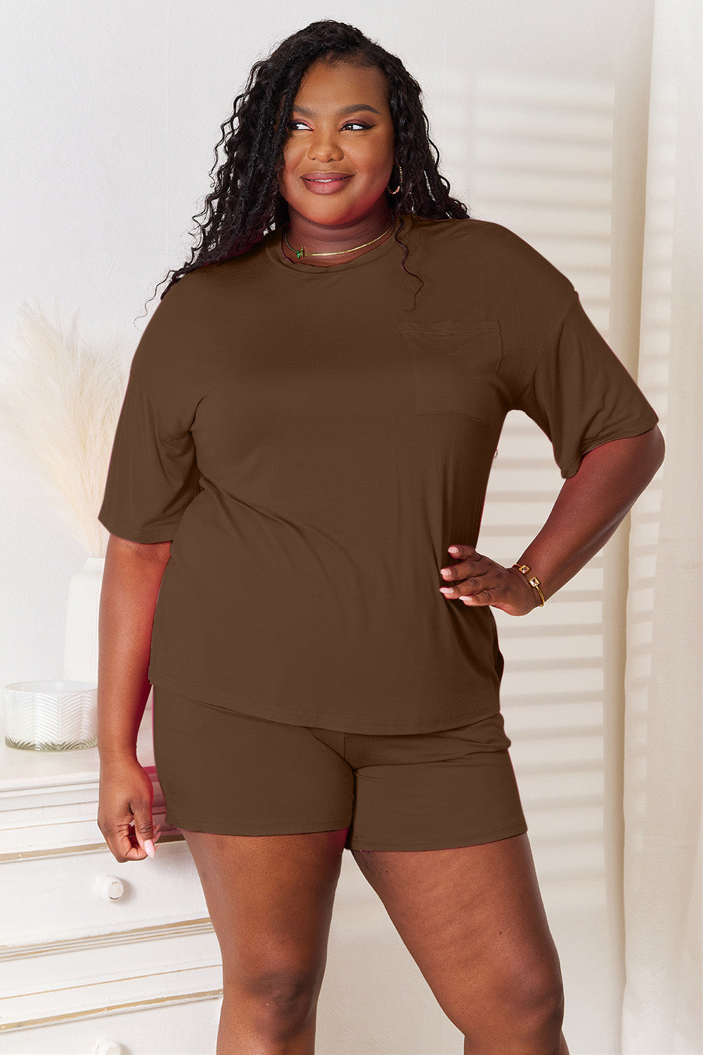 Basic Bae Soft Rayon Short Sleeve Top and Short Set