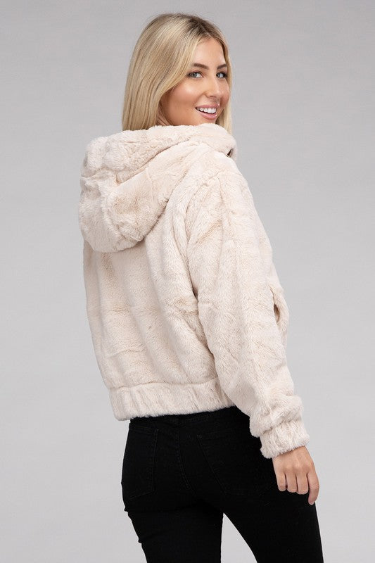 Fluffy Furry Zip-Up Hoodie