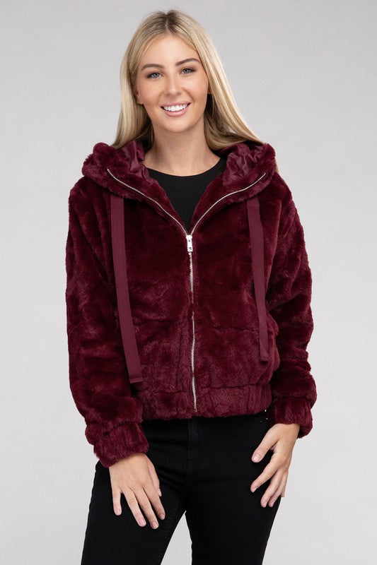 Fluffy Furry Zip-Up Hoodie