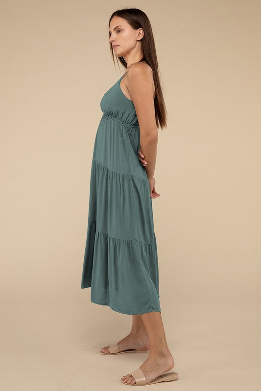 Sleeveless Summer Tiered Midi Dress