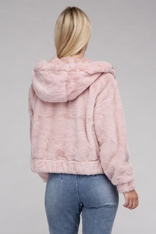Fluffy Furry Zip-Up Hoodie