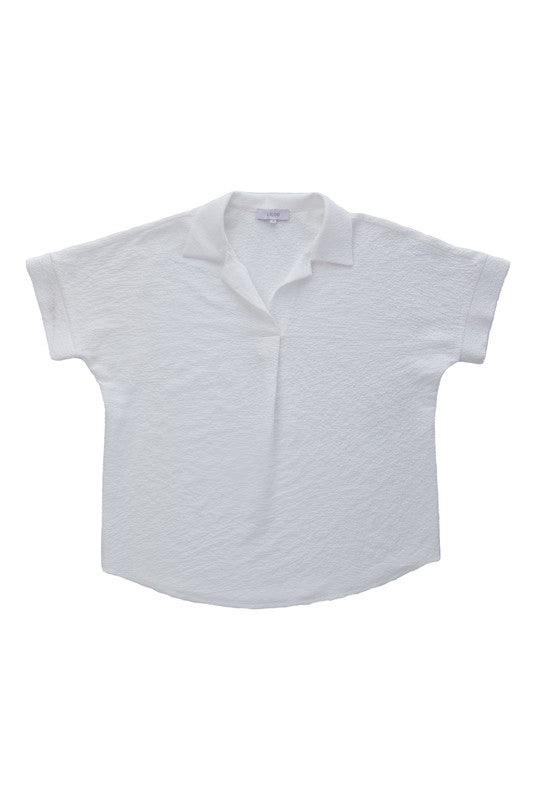 Collared Short Sleeve Blouse