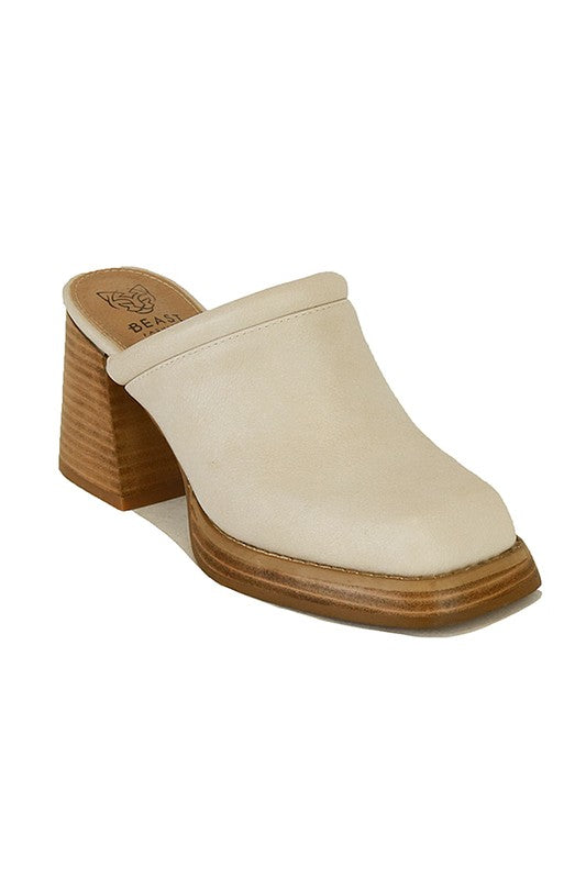 Low Wood Heel Mule slides