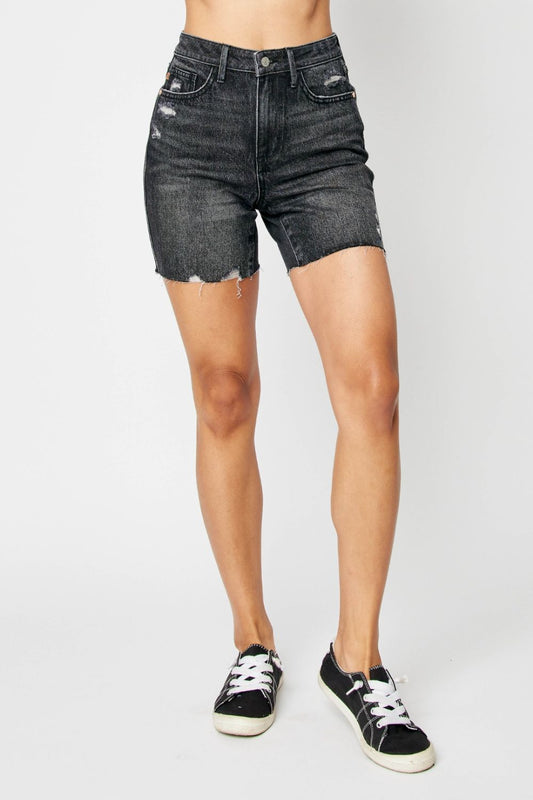 Judy Blue High Waist Tummy Control Denim Blacj Shorts