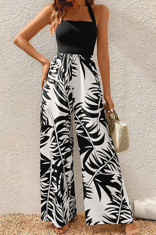 Tie up Halter Top Wide Leg Jumpsuit