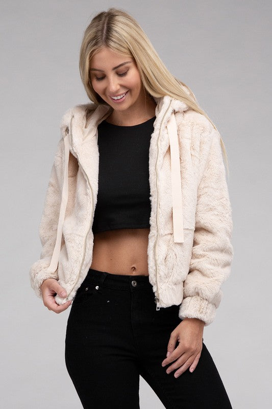 Fluffy Furry Zip-Up Hoodie