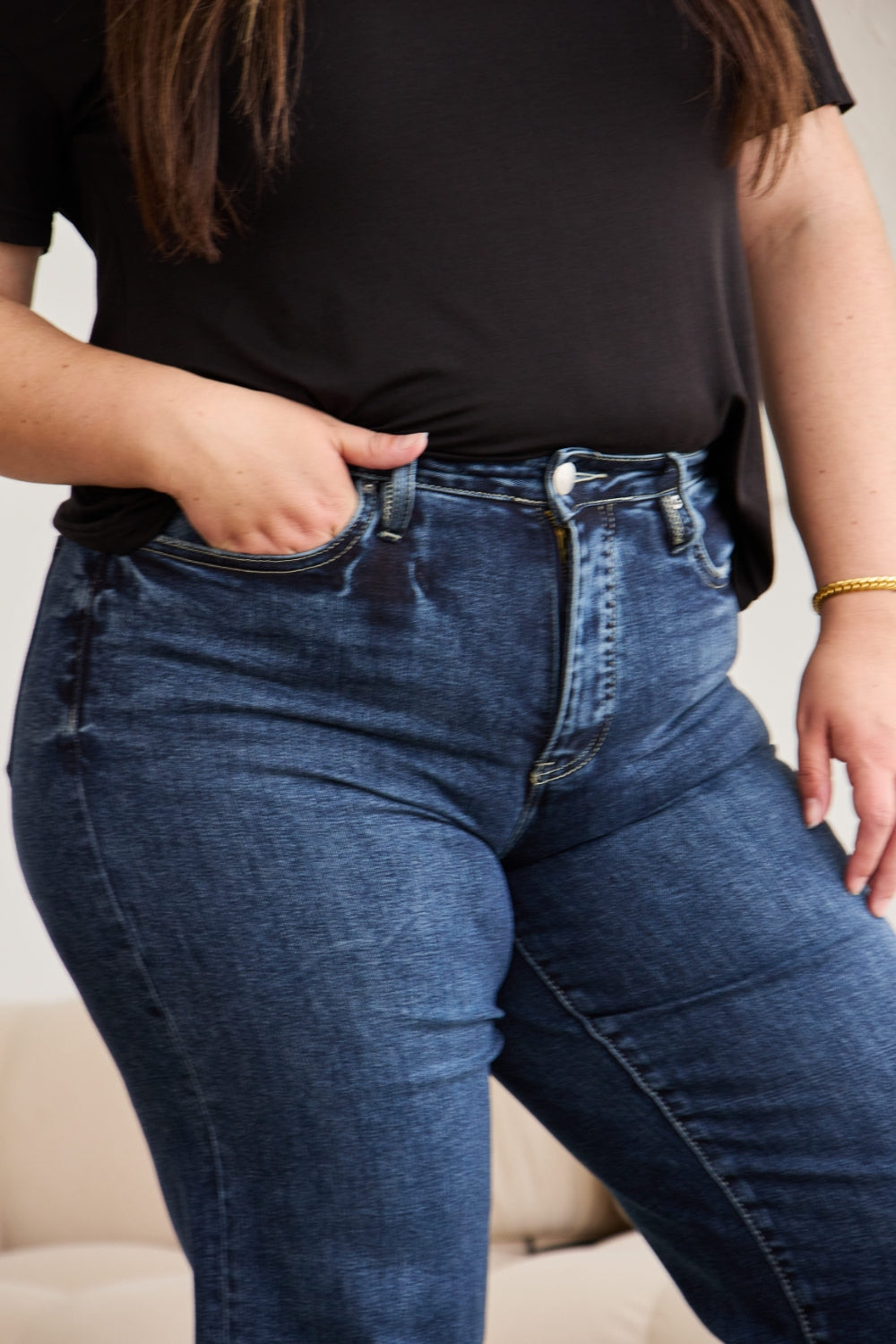 Tummy Control High Waist Raw Hem Capri Pants