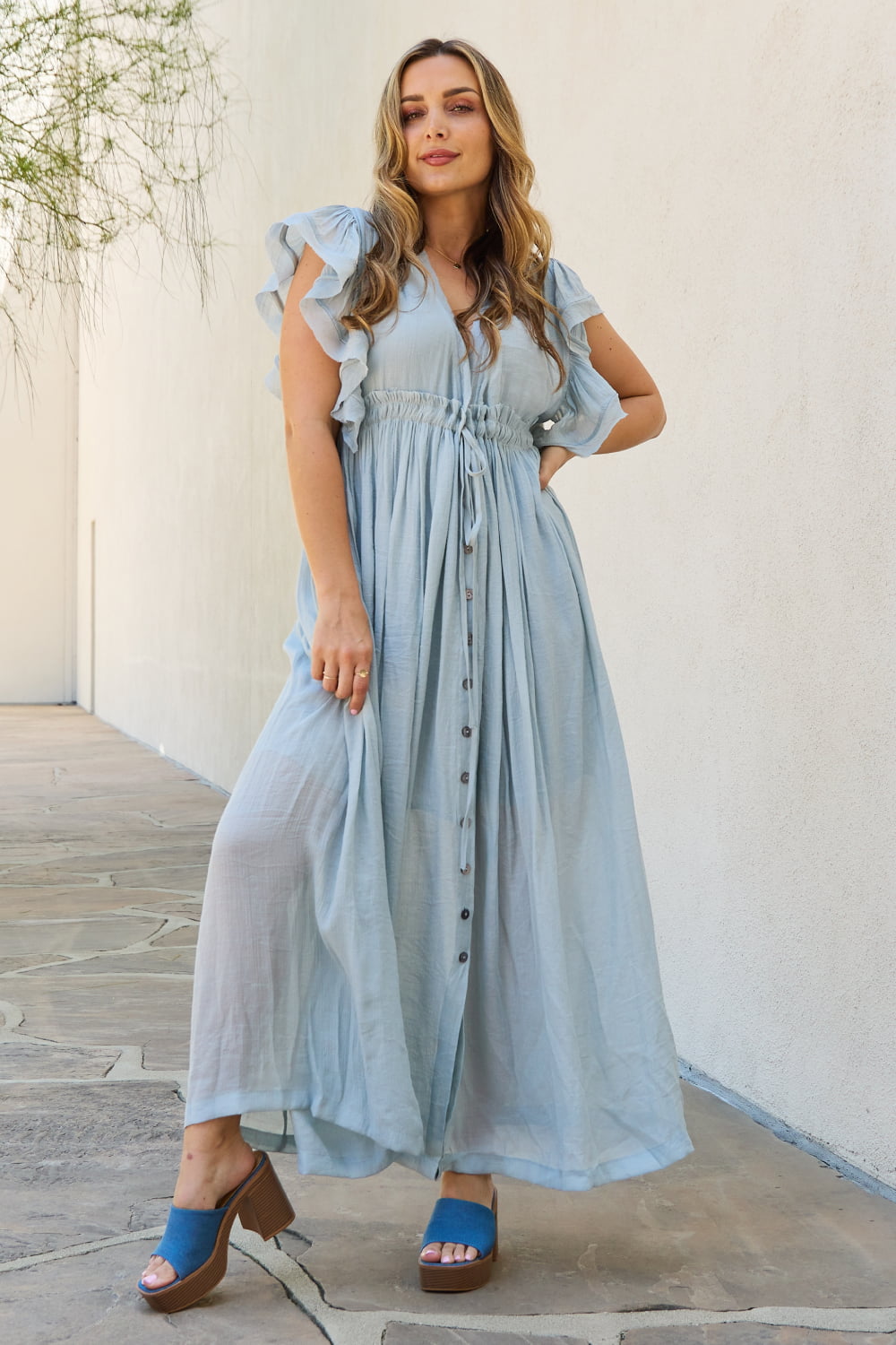 Simplicity First Buttoned Up Layered Maxi Dress