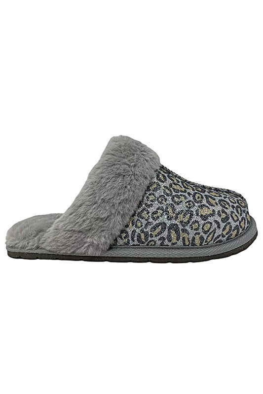Winter Furry Animal Print Slipper