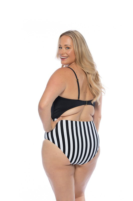 Two Piece Striped Bottom Bikini
