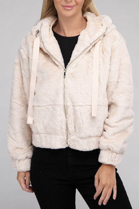 Fluffy Furry Zip-Up Hoodie