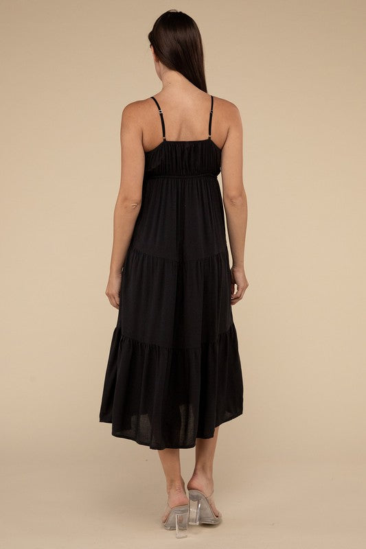 Sleeveless Summer Tiered Midi Dress