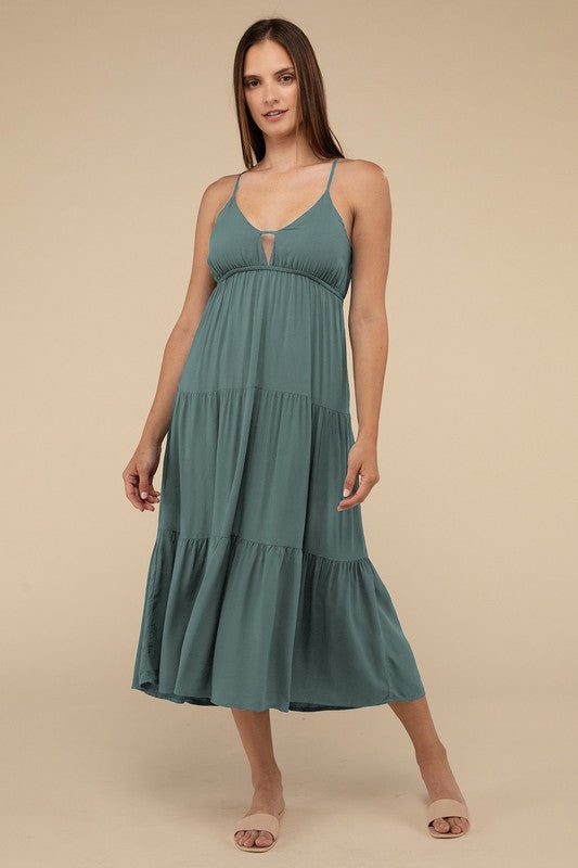 Sleeveless Summer Tiered Midi Dress