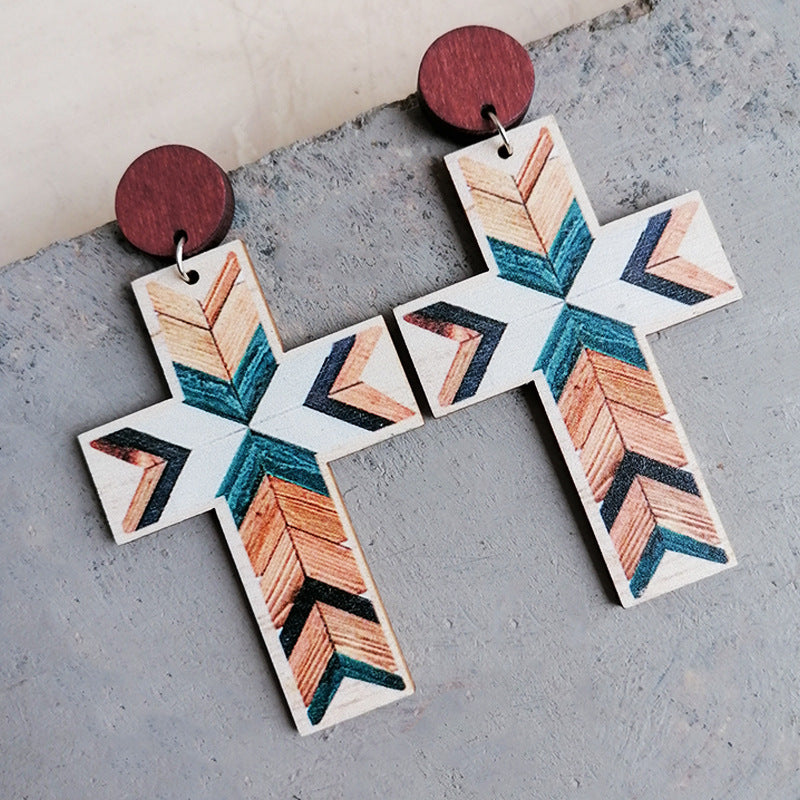 Drop Earrings In Cross Shape