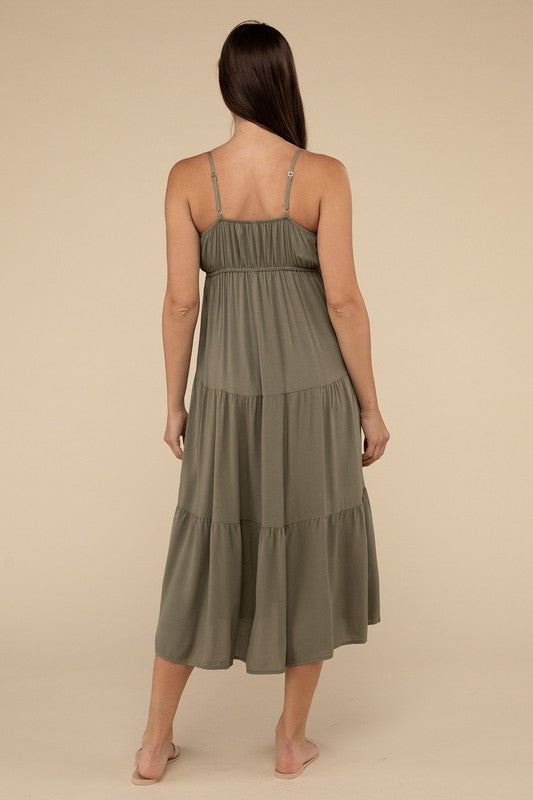 Sleeveless Summer Tiered Midi Dress