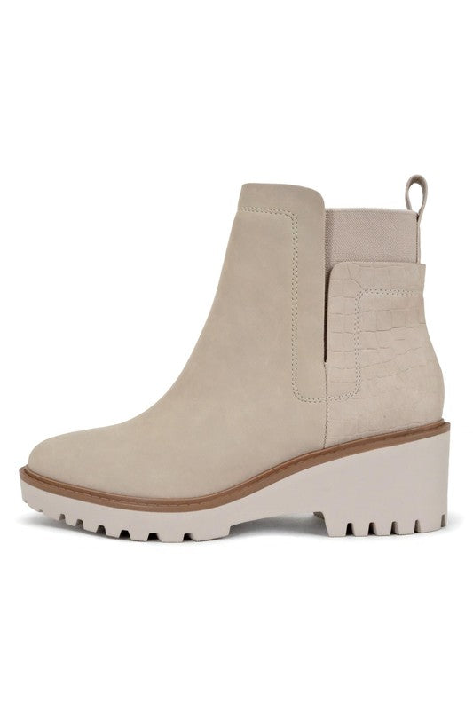 Wedge Heel Slide On Ankle Boot