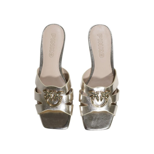 Pinko Women Dressy Leather Gold Slippers