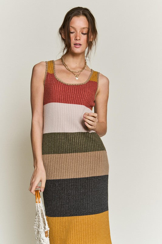 Color Block Tank Sweater Dress
