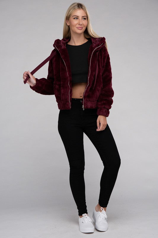 Fluffy Furry Zip-Up Hoodie