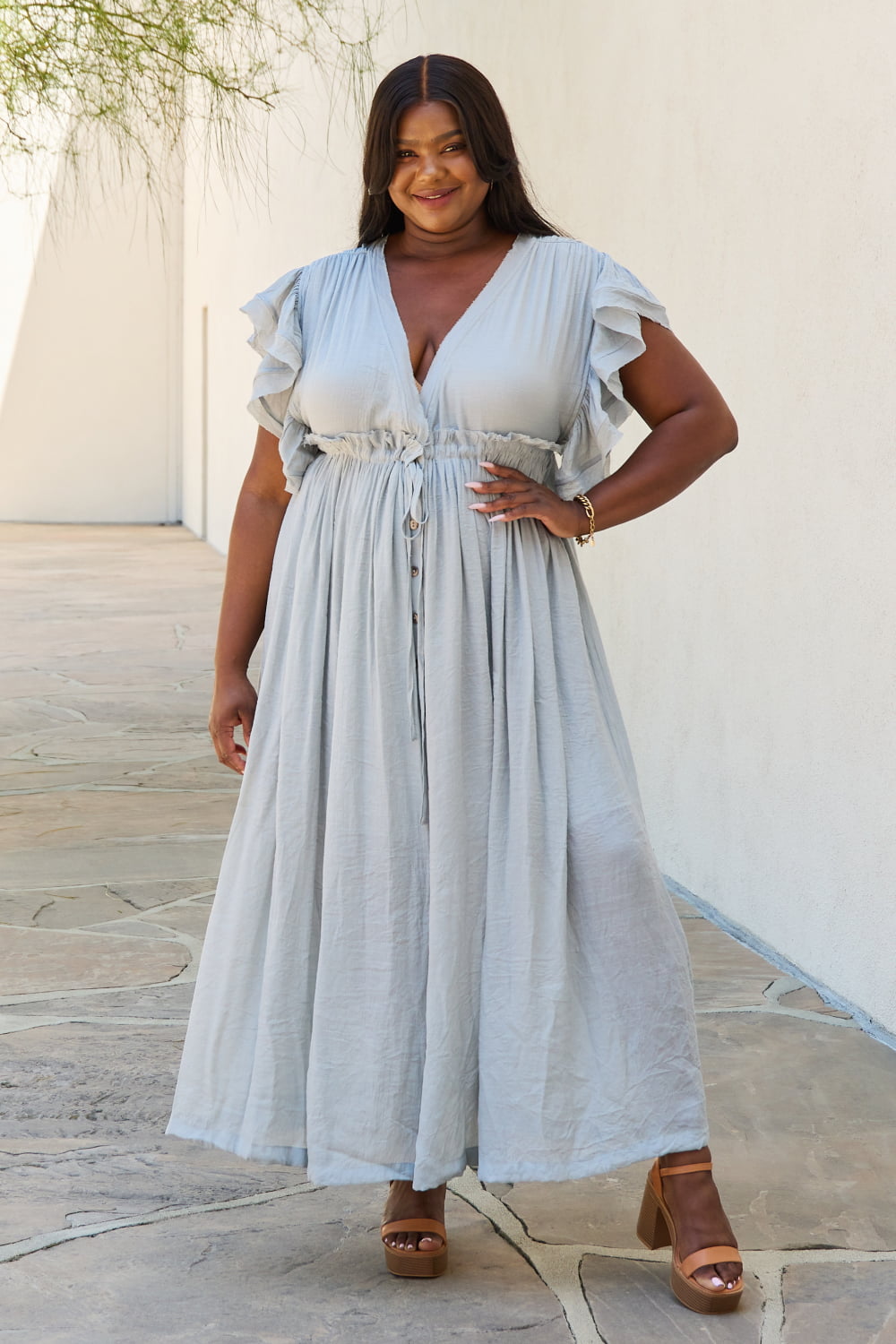 Simplicity First Buttoned Up Layered Maxi Dress