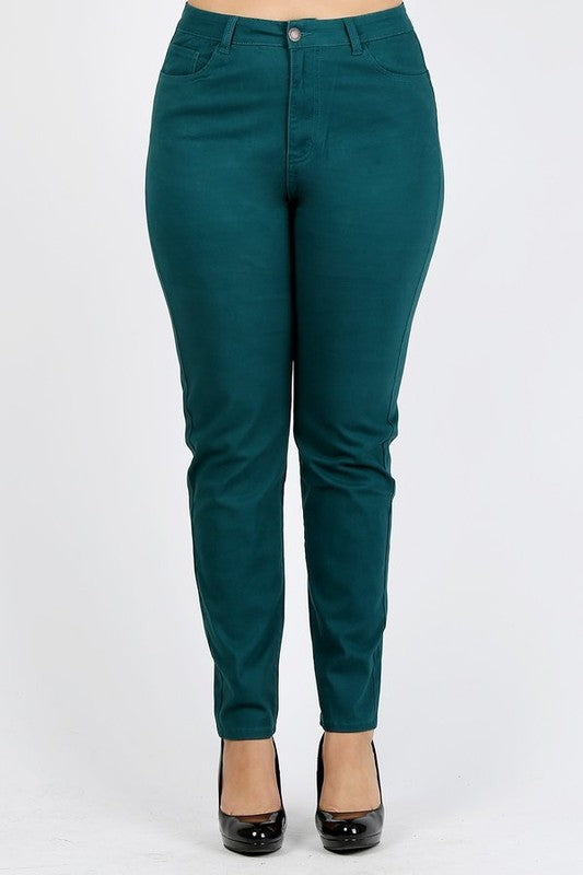 Plus Size High Waist Solid Stretch Jeans