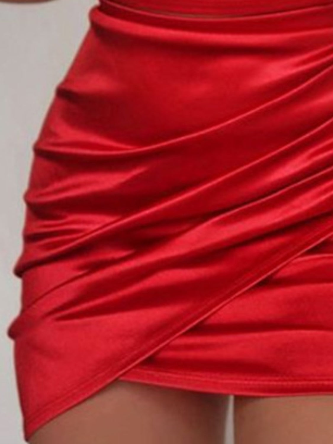 Ruched Spaghetti Strap Wrap Dress