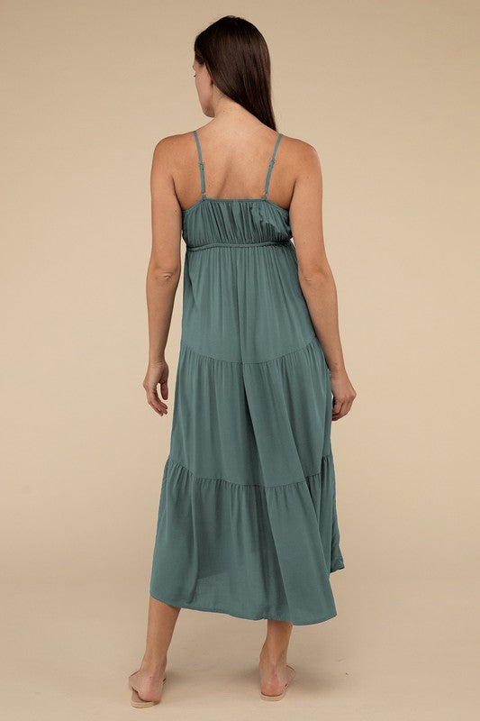 Sleeveless Summer Tiered Midi Dress