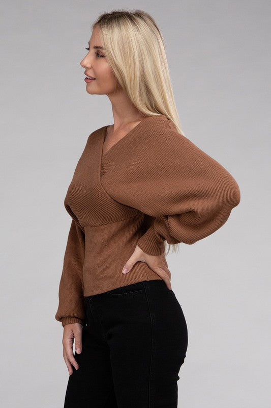 Viscose Cross Wrap Casual Pullover Sweater