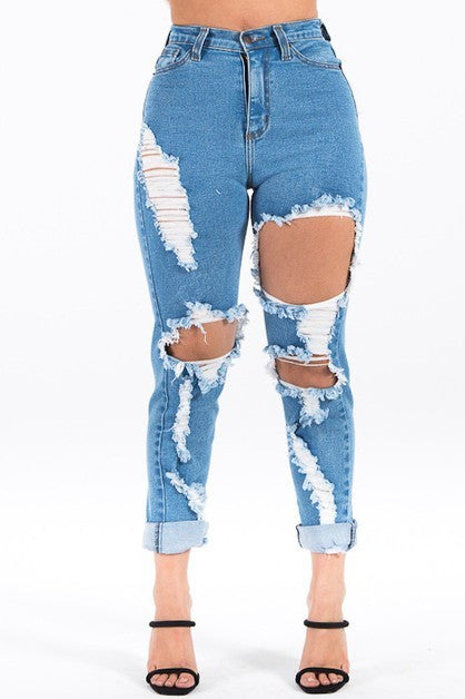 Karen Boyfriend Jean Folded Bottom Capris