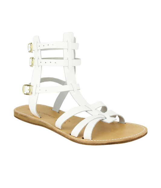 Argos Leather Gladiator Flat Sandals in White