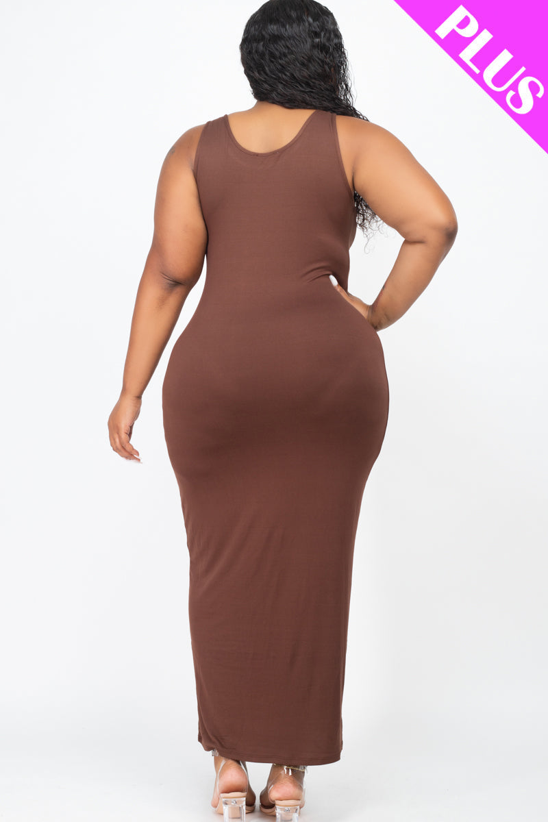 Plus Size Solid Basic Maxi Dress