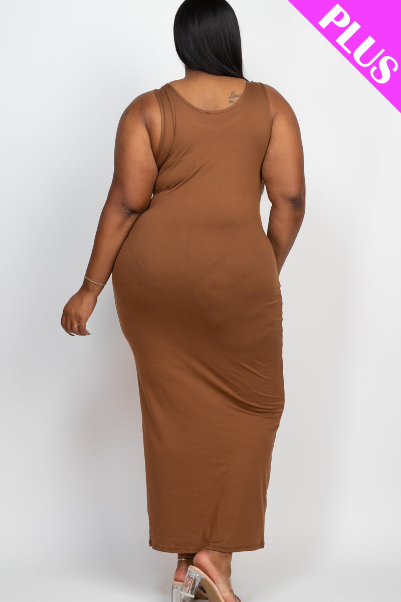 Plus Size Solid Basic Maxi Dress