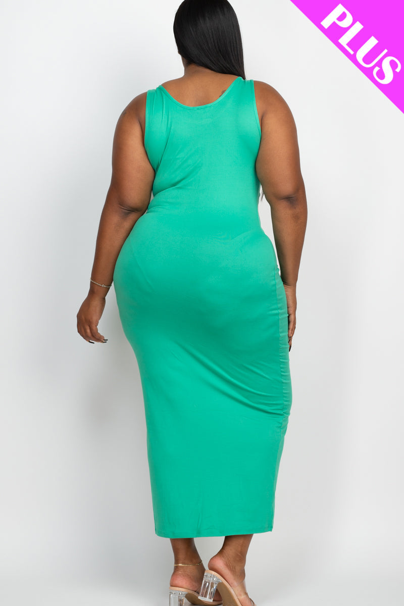 Plus Size Solid Basic Maxi Dress