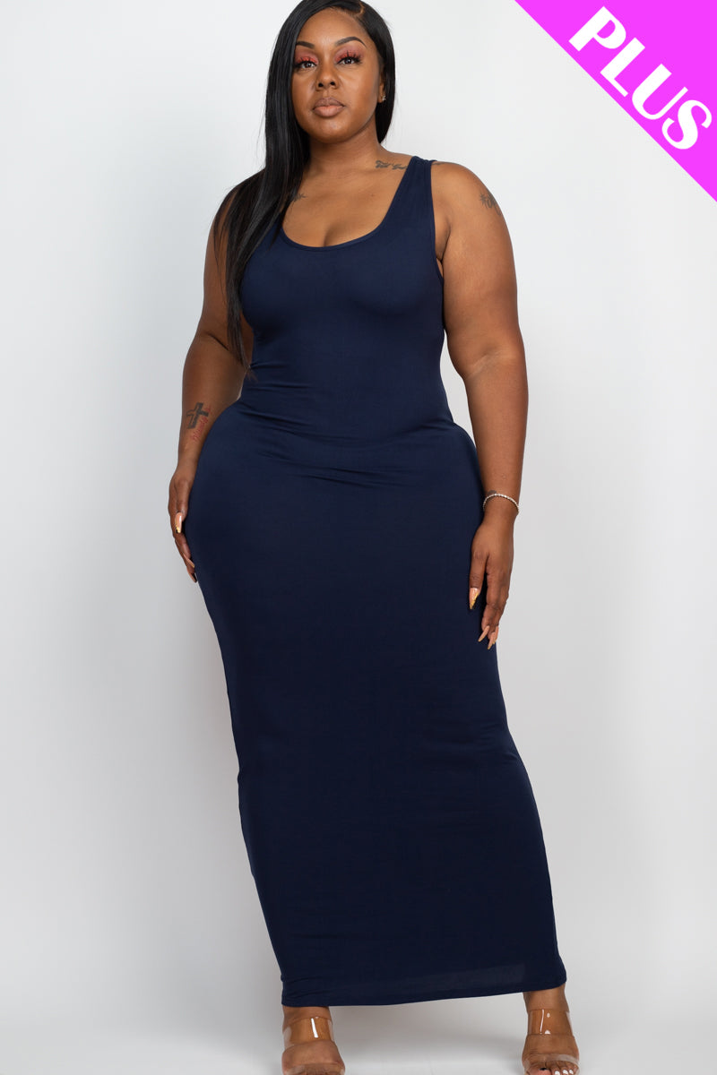 Plus Size Solid Basic Maxi Dress