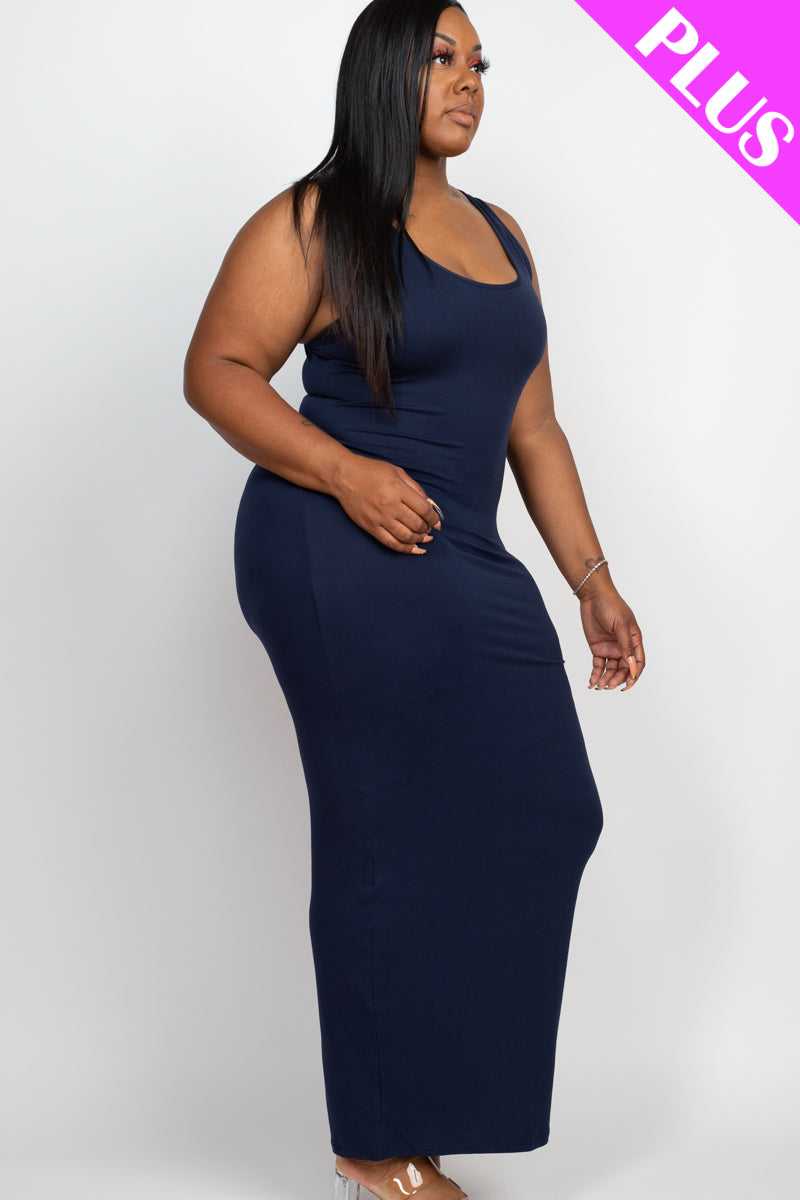 Plus Size Solid Basic Maxi Dress
