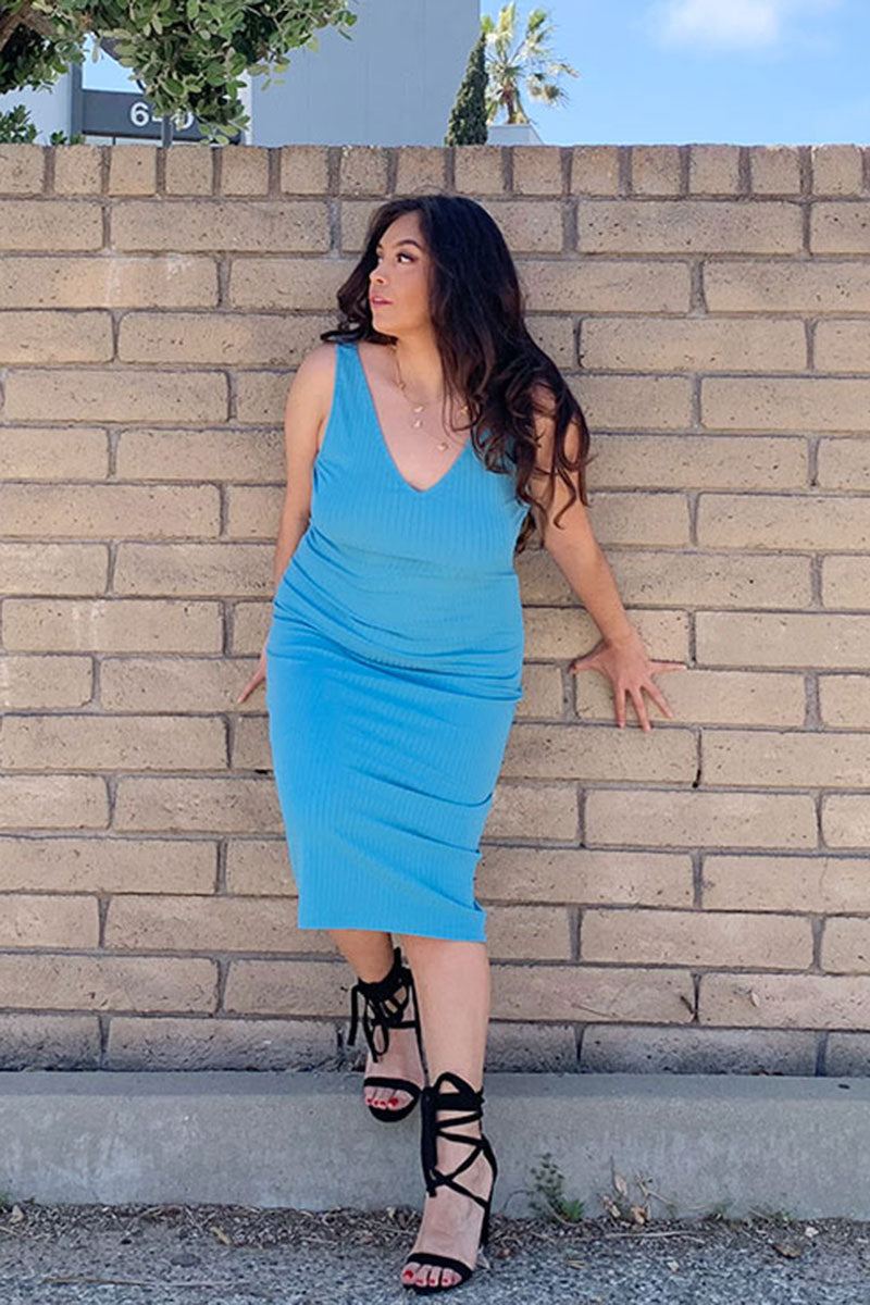 Plus Size Ribbed Sleeveless Bodycon Dress