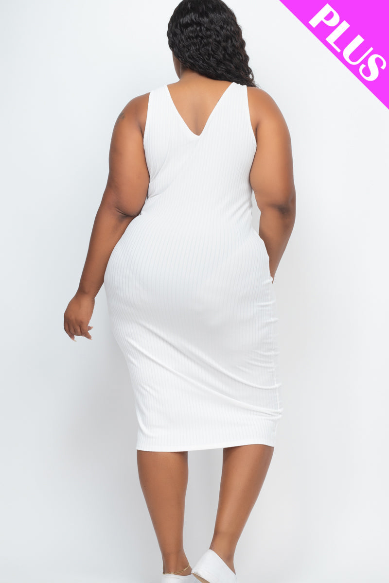 Plus Size Ribbed Sleeveless Bodycon Dress