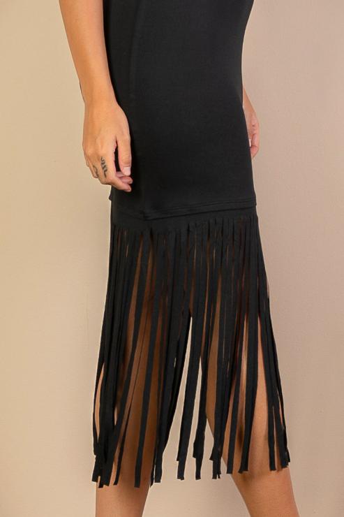 Sleeveless Fringe Midi Dress